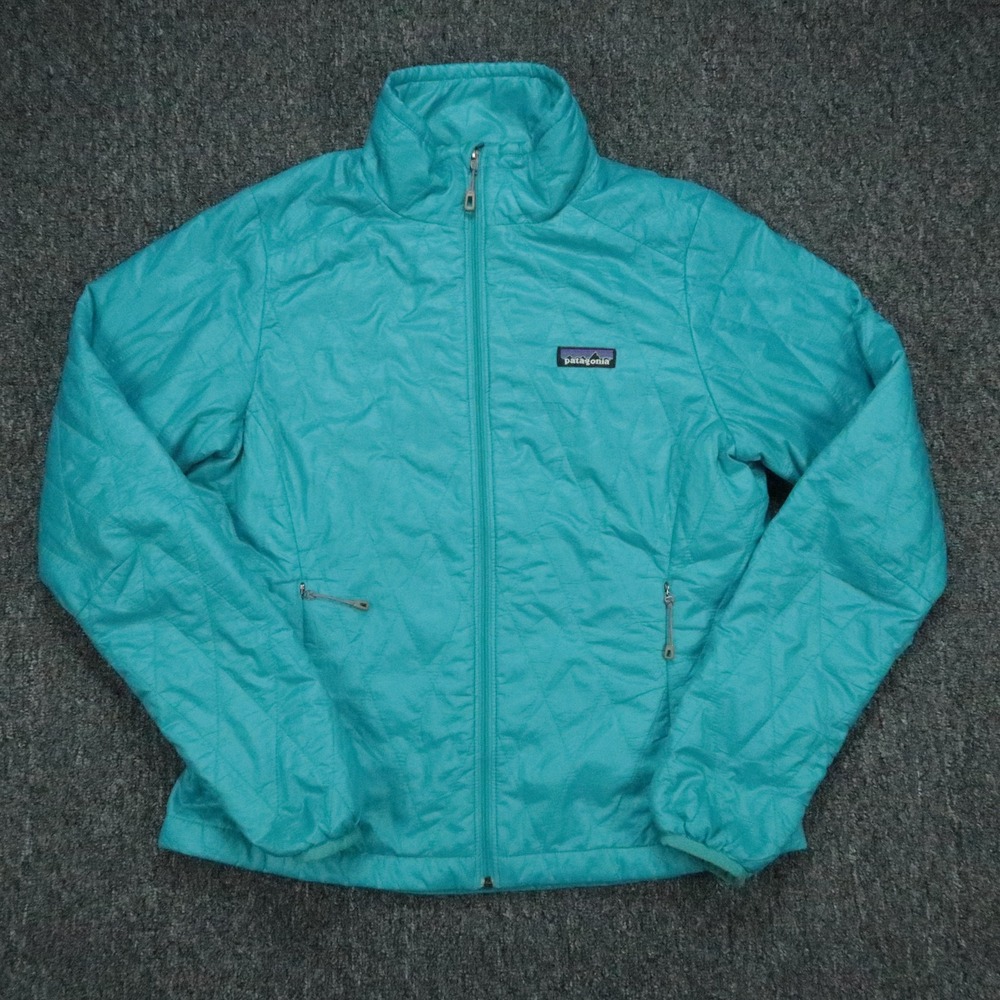 Patagonia Jacket Womens Small Blue Nano Puff Full Zip Insulated Quilted Outdoor